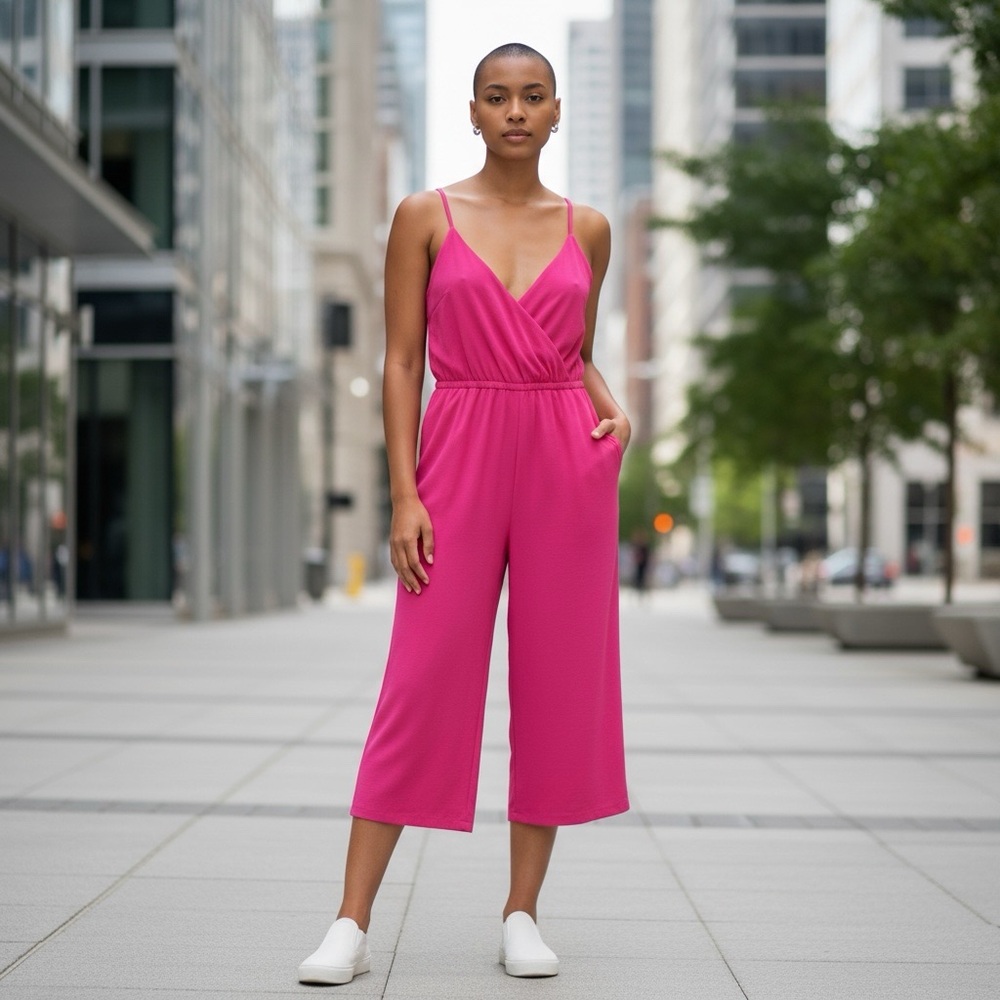 💥$10💥🌻 Wilfred Melodie Pink Wide Leg Capri Jumpsuit #520